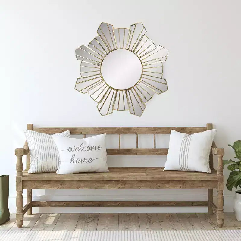 Specchio da parete rotondo in vetro Northlight 25 a onda sunburst lucido color oro