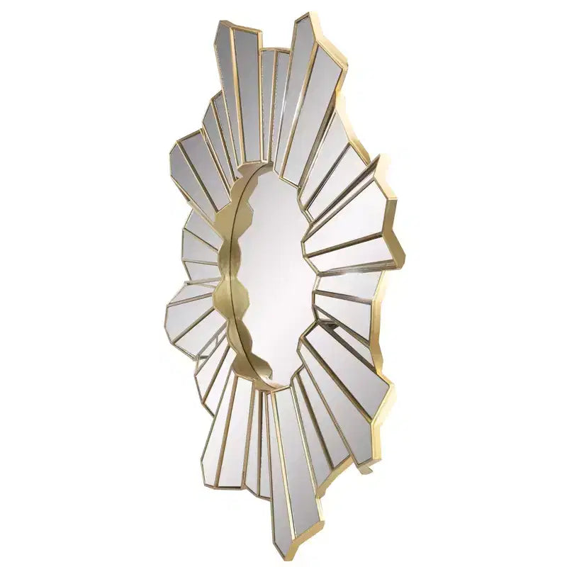 Specchio da parete rotondo in vetro Northlight 25 a onda sunburst lucido color oro