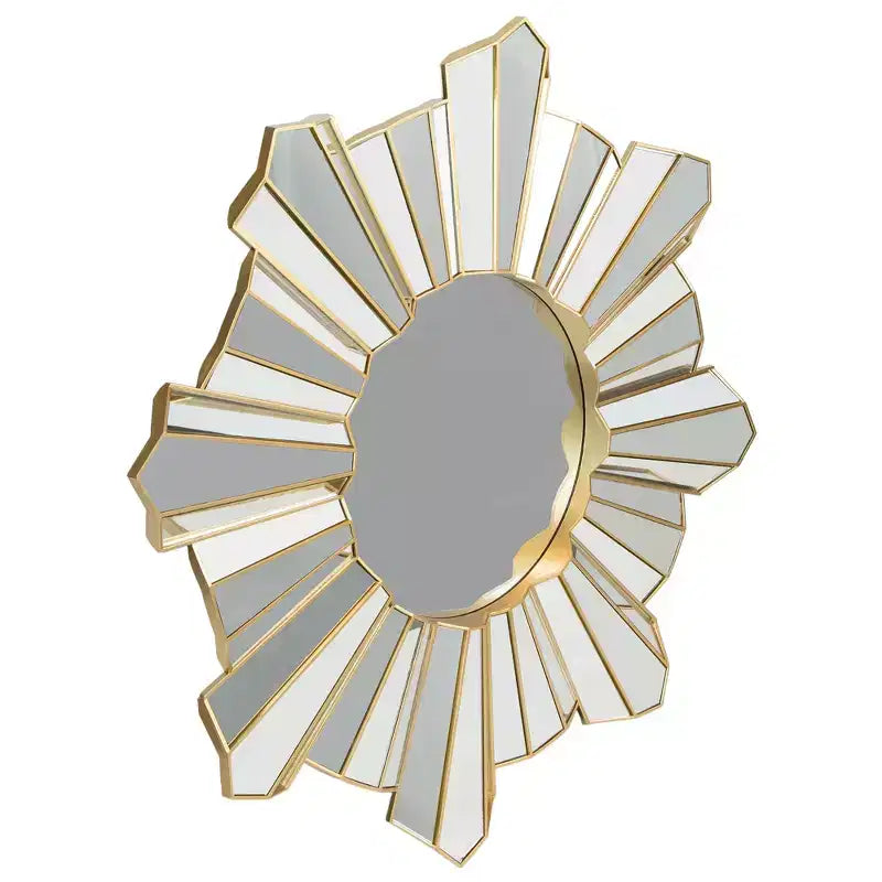 Specchio da parete rotondo in vetro Northlight 25 a onda sunburst lucido color oro