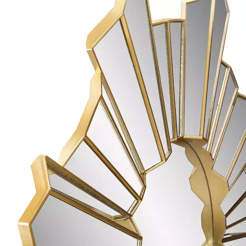 Specchio da parete rotondo in vetro Northlight 25 a onda sunburst lucido color oro