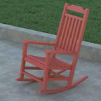 Emma and Oliver Set of 2 All-Weather Poly Resin Faux Wood Rocking Chairs for Porch &Patio