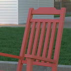Emma and Oliver Set of 2 All-Weather Poly Resin Faux Wood Rocking Chairs for Porch &Patio
