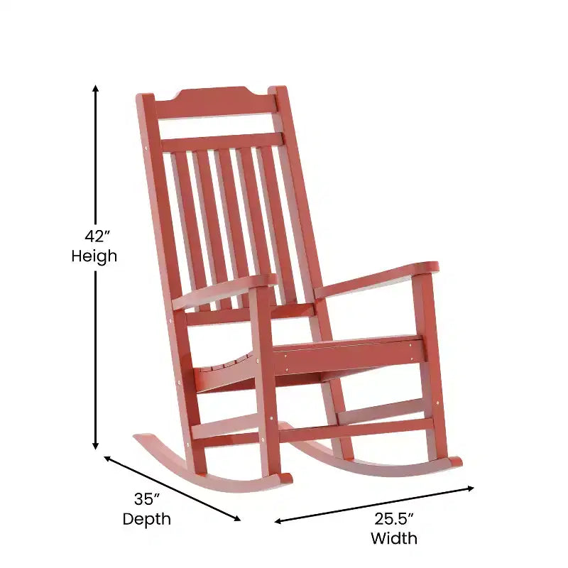 Emma and Oliver Set of 2 All-Weather Poly Resin Faux Wood Rocking Chairs for Porch &Patio