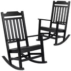Emma and Oliver Set of 2 All-Weather Poly Resin Faux Wood Rocking Chairs for Porch &Patio