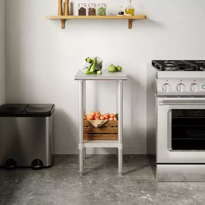 Flash Furniture Tavolo da Lavoro e Preparazione in Acciaio Inossidabile Calibro 18 con Ripiano Inferiore - Certificato NSF