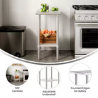 Flash Furniture Tavolo da Lavoro e Preparazione in Acciaio Inossidabile Calibro 18 con Ripiano Inferiore - Certificato NSF