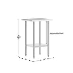 Flash Furniture Tavolo da Lavoro e Preparazione in Acciaio Inossidabile Calibro 18 con Ripiano Inferiore - Certificato NSF