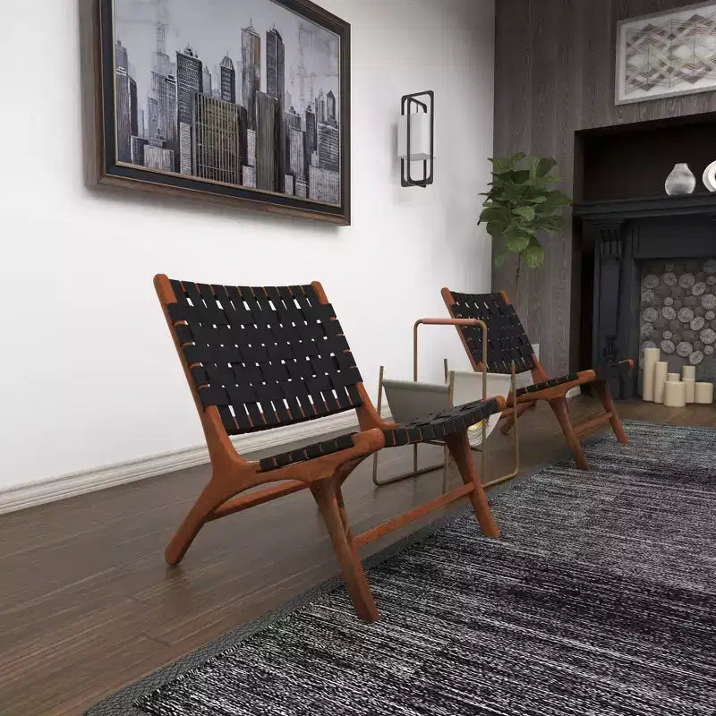 Set of 2 Contemporary Mahogany Accent Chair - Olivia & May