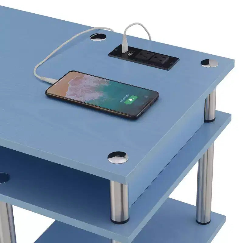 Scrivania per Studenti Designs2Go Senza Attrezzi con Stazione di Ricarica e Ripiani - Breighton Home