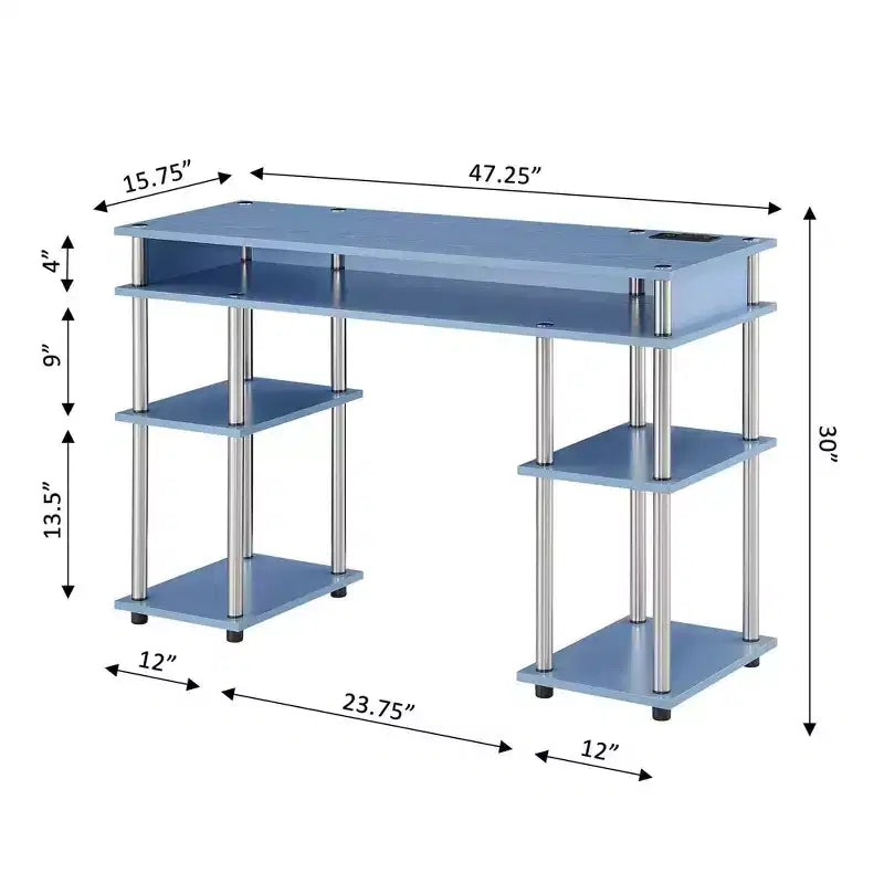 Scrivania per Studenti Designs2Go Senza Attrezzi con Stazione di Ricarica e Ripiani - Breighton Home