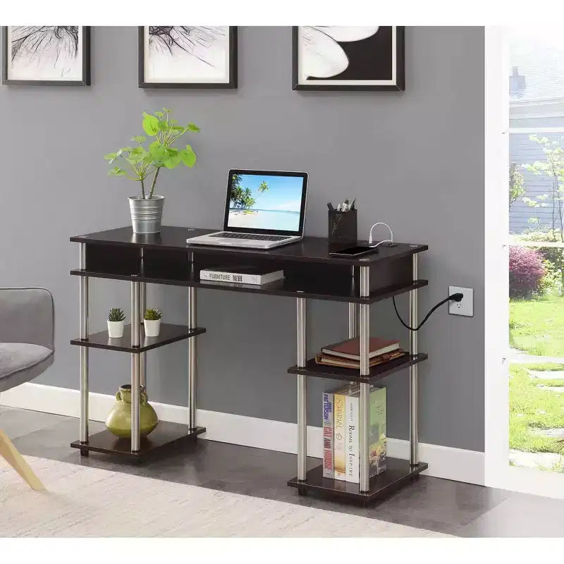 Scrivania per Studenti Designs2Go Senza Attrezzi con Stazione di Ricarica e Ripiani - Breighton Home