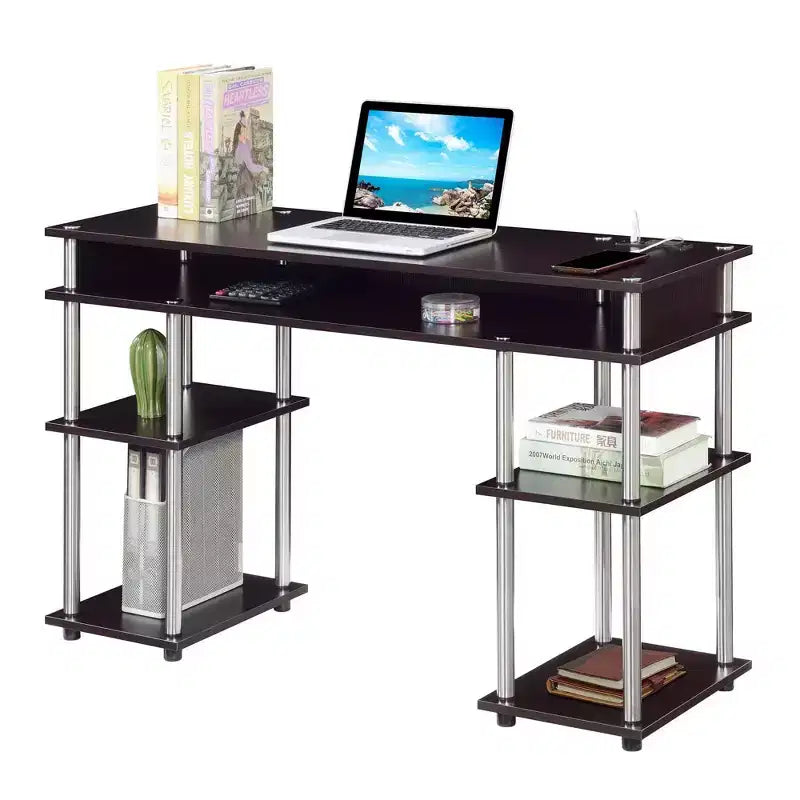 Scrivania per Studenti Designs2Go Senza Attrezzi con Stazione di Ricarica e Ripiani - Breighton Home