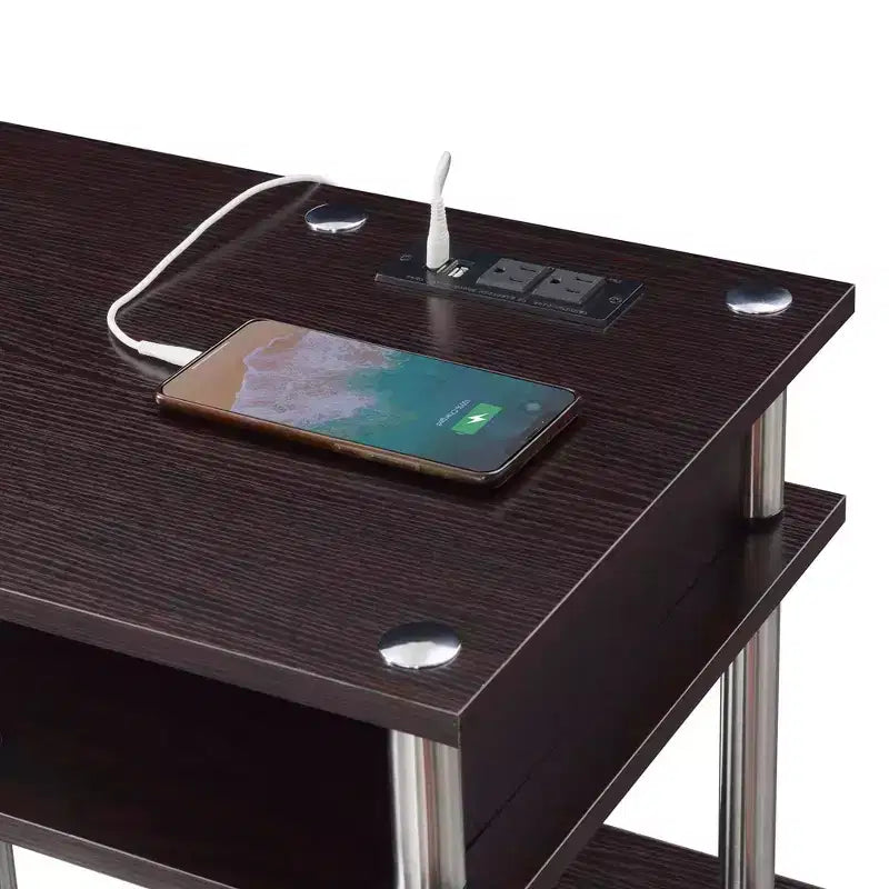 Scrivania per Studenti Designs2Go Senza Attrezzi con Stazione di Ricarica e Ripiani - Breighton Home