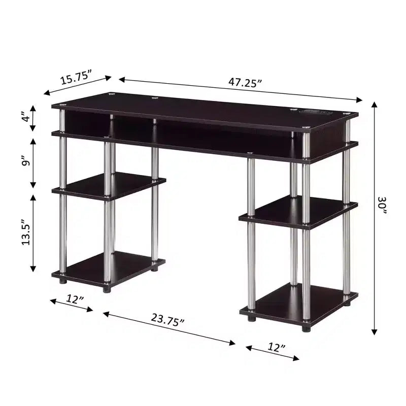 Scrivania per Studenti Designs2Go Senza Attrezzi con Stazione di Ricarica e Ripiani - Breighton Home