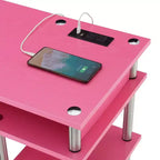 Scrivania per Studenti Designs2Go Senza Attrezzi con Stazione di Ricarica e Ripiani - Breighton Home