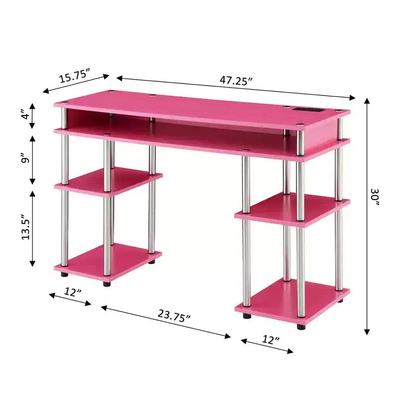 Scrivania per Studenti Designs2Go Senza Attrezzi con Stazione di Ricarica e Ripiani - Breighton Home