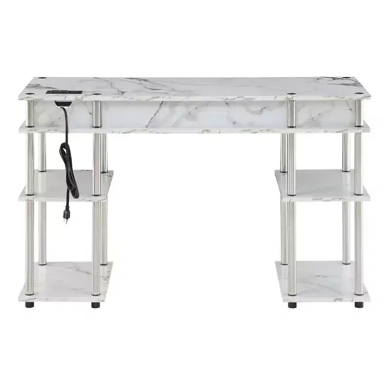 Scrivania per Studenti Designs2Go Senza Attrezzi con Stazione di Ricarica e Ripiani - Breighton Home