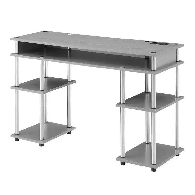 Scrivania per Studenti Designs2Go Senza Attrezzi con Stazione di Ricarica e Ripiani - Breighton Home