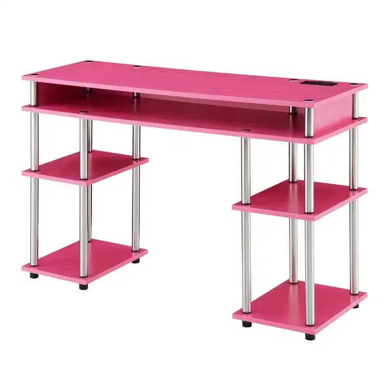Scrivania per Studenti Designs2Go Senza Attrezzi con Stazione di Ricarica e Ripiani - Breighton Home