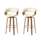 Set di 2 sgabelli da bar girevoli in noce curvato, stile Mid-century Modern - Glitzhome