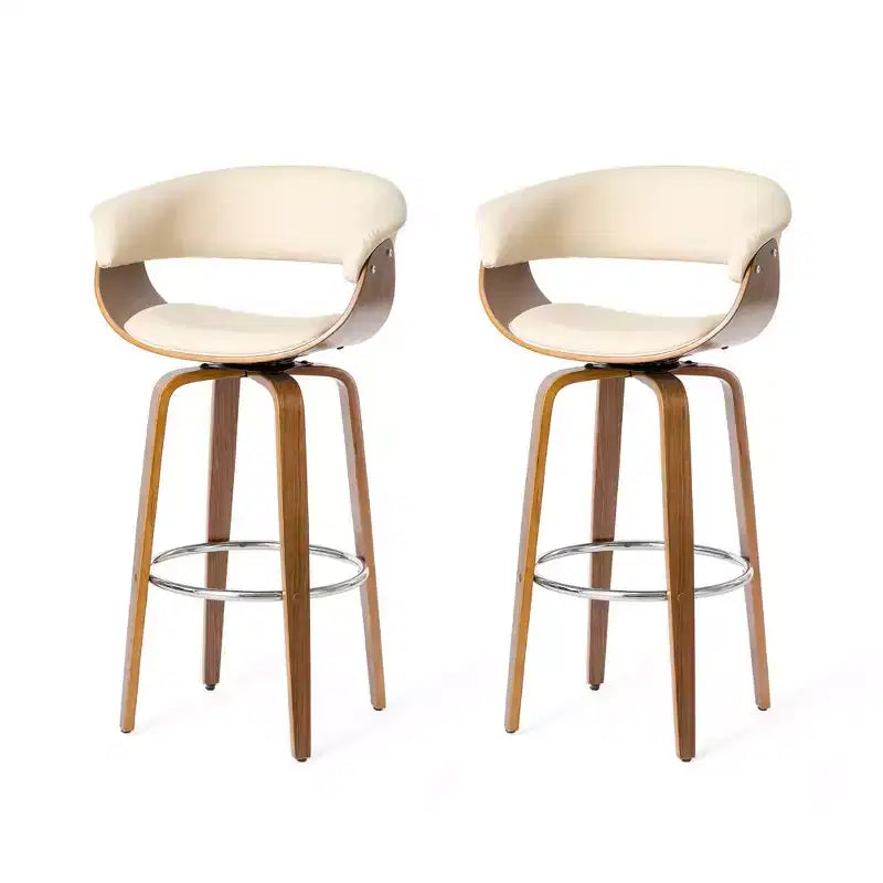 Set di 2 sgabelli da bar girevoli in noce curvato, stile Mid-century Modern - Glitzhome