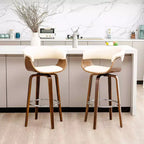 Set di 2 sgabelli da bar girevoli in noce curvato, stile Mid-century Modern - Glitzhome