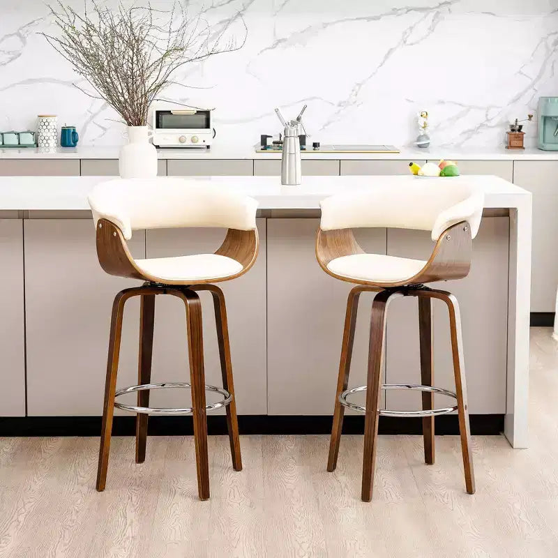 Set di 2 sgabelli da bar girevoli in noce curvato, stile Mid-century Modern - Glitzhome