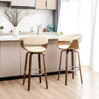 Set di 2 sgabelli da bar girevoli in noce curvato, stile Mid-century Modern - Glitzhome