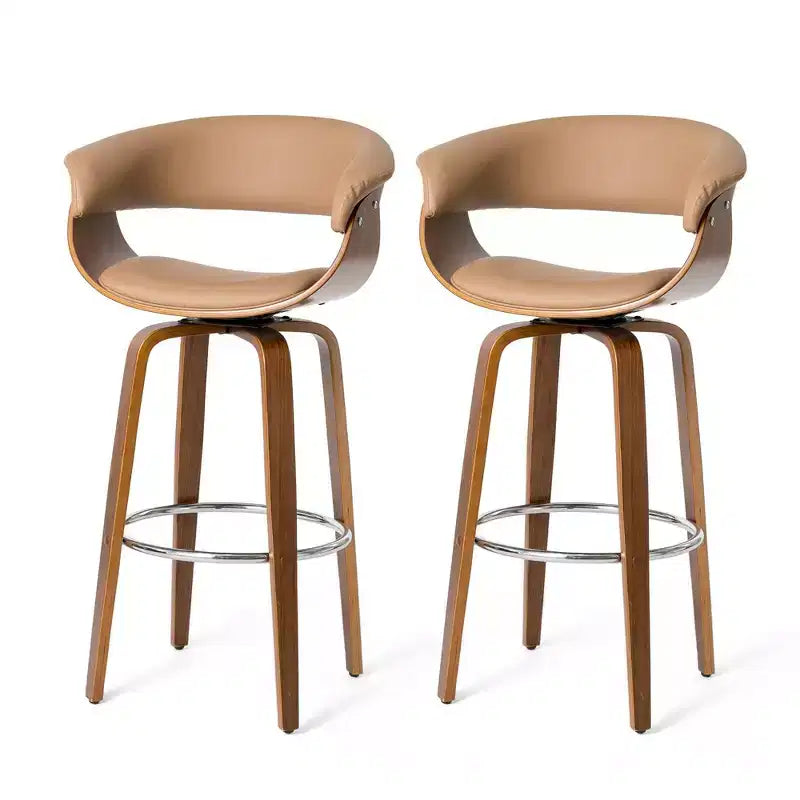 Set di 2 sgabelli da bar girevoli in noce curvato, stile Mid-century Modern - Glitzhome