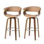 Set di 2 sgabelli da bar girevoli in noce curvato, stile Mid-century Modern - Glitzhome