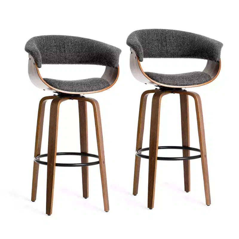 Set di 2 sgabelli da bar girevoli in noce curvato, stile Mid-century Modern - Glitzhome