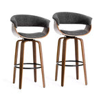 Set di 2 sgabelli da bar girevoli in noce curvato, stile Mid-century Modern - Glitzhome