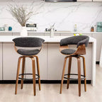 Set di 2 sgabelli da bar girevoli in noce curvato, stile Mid-century Modern - Glitzhome