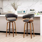Set di 2 sgabelli da bar girevoli in noce curvato, stile Mid-century Modern - Glitzhome