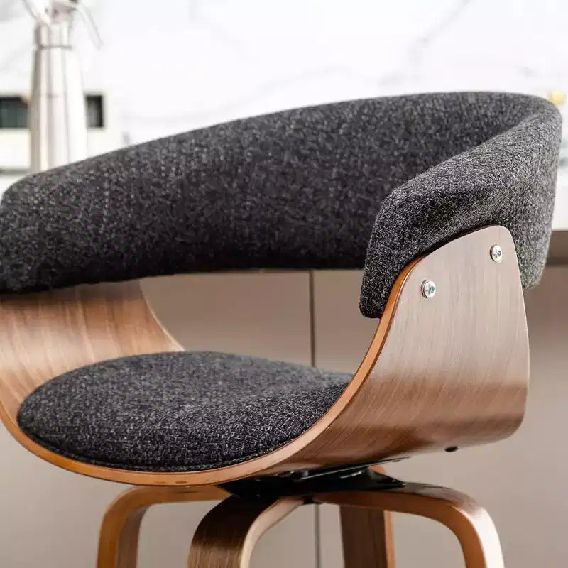 Set di 2 sgabelli da bar girevoli in noce curvato, stile Mid-century Modern - Glitzhome