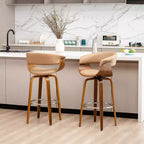Set di 2 sgabelli da bar girevoli in noce curvato, stile Mid-century Modern - Glitzhome