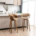 Set di 2 sgabelli da bar girevoli in noce curvato, stile Mid-century Modern - Glitzhome