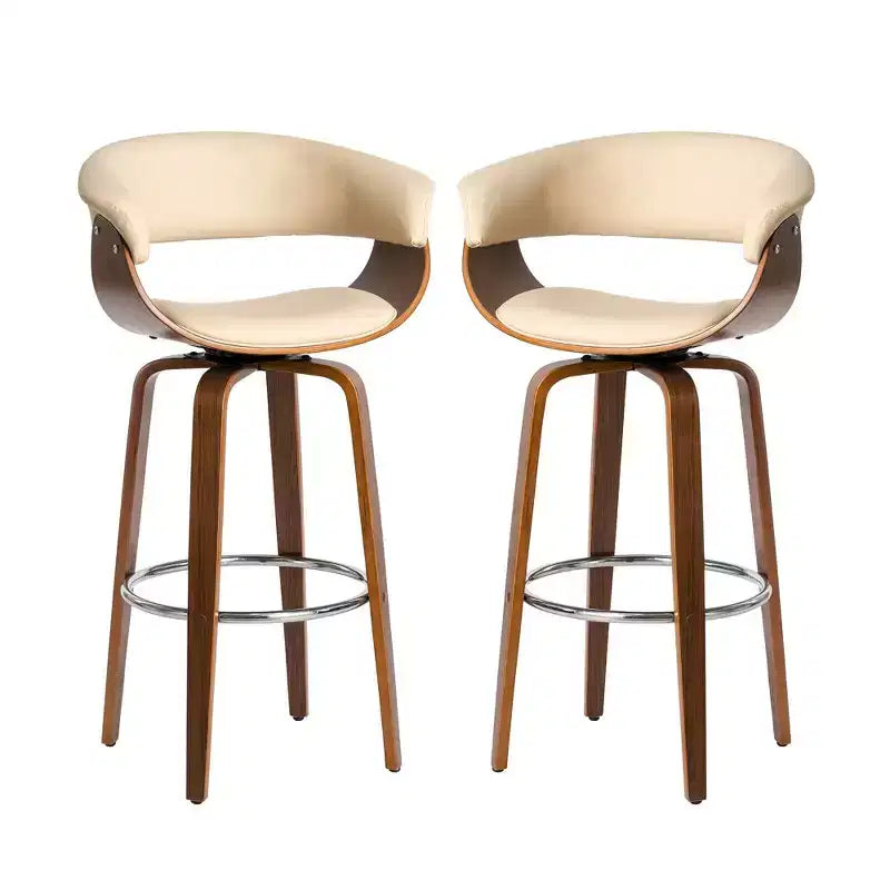 Set di 2 sgabelli da bar girevoli in noce curvato, stile Mid-century Modern - Glitzhome
