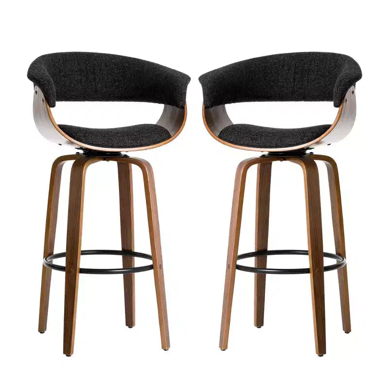Set di 2 sgabelli da bar girevoli in noce curvato, stile Mid-century Modern - Glitzhome