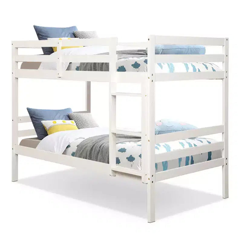 Costway Twin Over Twin Wood Bunk Beds Ladder Safety Rail EspressoWhite
