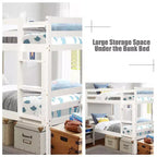 Costway Twin Over Twin Wood Bunk Beds Ladder Safety Rail EspressoWhite
