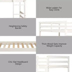 Costway Twin Over Twin Wood Bunk Beds Ladder Safety Rail EspressoWhite
