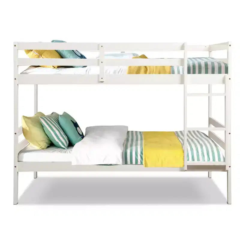 Costway Twin Over Twin Wood Bunk Beds Ladder Safety Rail EspressoWhite