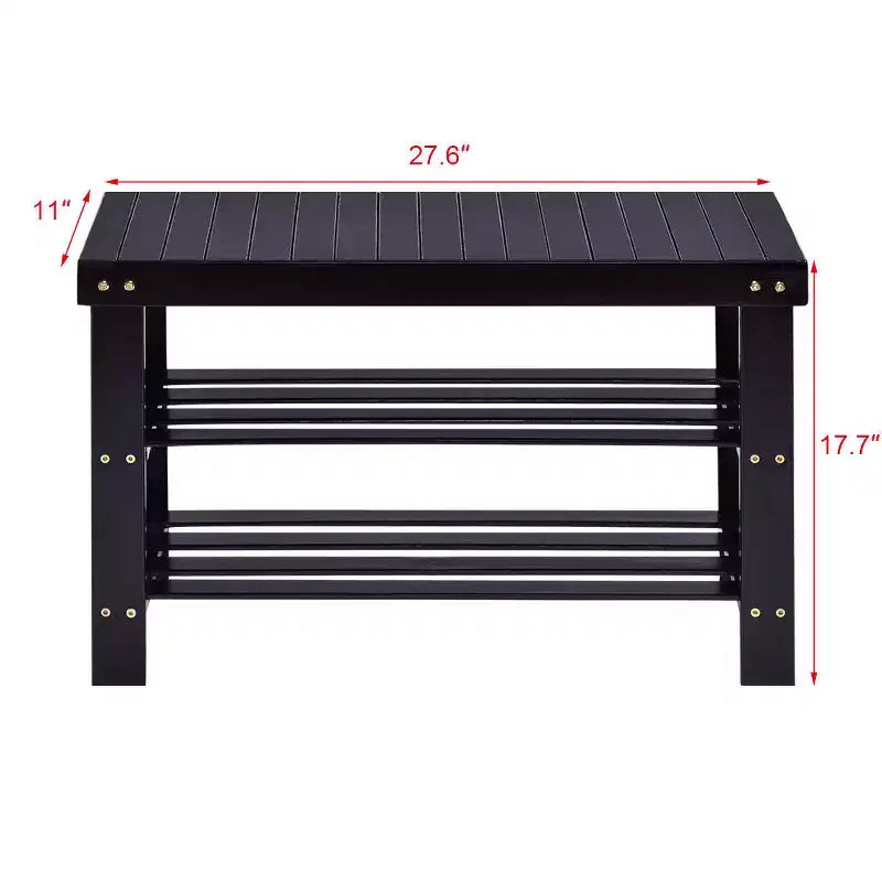 Costway 3 Tier Bamboo Shoe Rack Bench Storage Shelf Organizer Entryway Home Furni Black