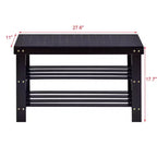 Costway 3 Tier Bamboo Shoe Rack Bench Storage Shelf Organizer Entryway Home Furni Black