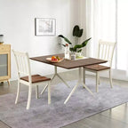 Costway Set di 2 Sedie da Pranzo in Legno con Schienale Alto per Cucina Whitesburg Sedia Laterale Bianco Nero
