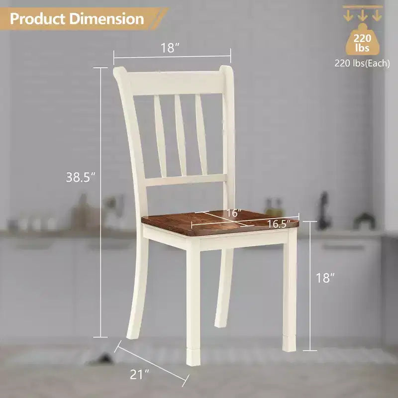 Costway Set di 2 Sedie da Pranzo in Legno con Schienale Alto per Cucina Whitesburg Sedia Laterale Bianco Nero