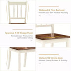 Costway Set di 2 Sedie da Pranzo in Legno con Schienale Alto per Cucina Whitesburg Sedia Laterale Bianco Nero