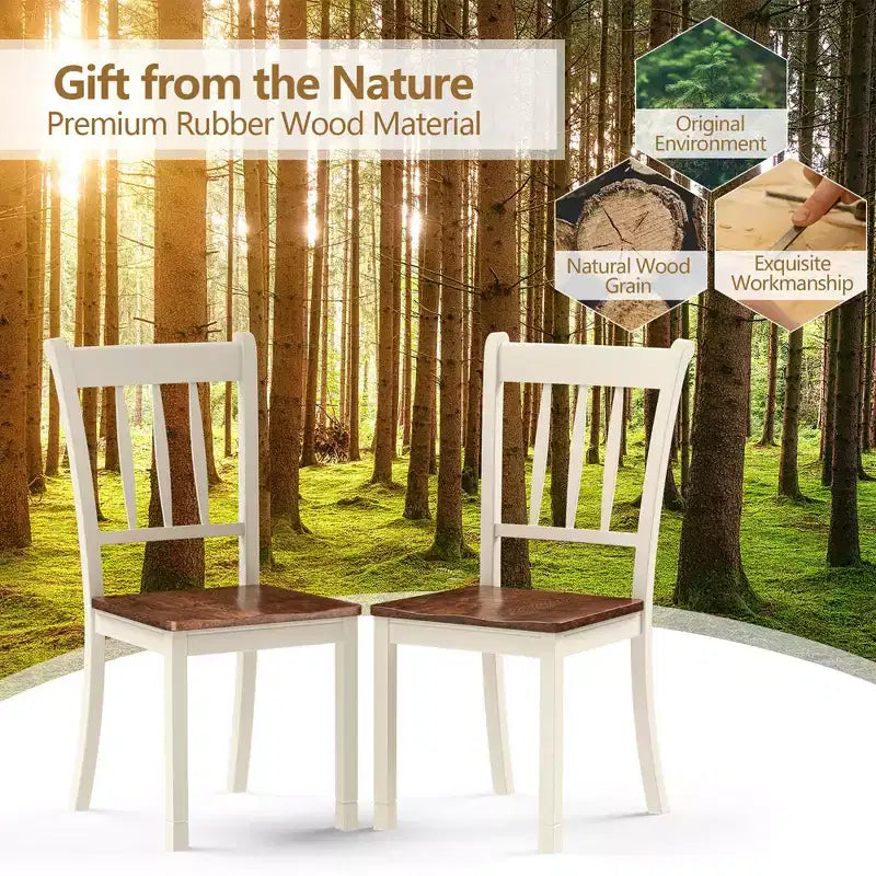 Costway Set di 2 Sedie da Pranzo in Legno con Schienale Alto per Cucina Whitesburg Sedia Laterale Bianco Nero
