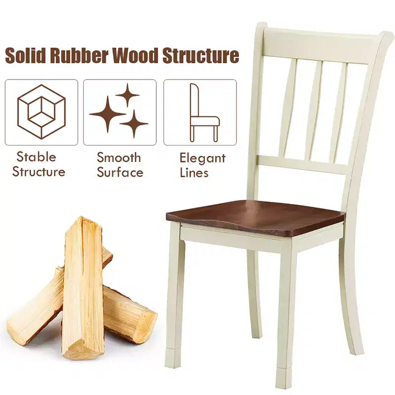 Costway Set di 2 Sedie da Pranzo in Legno con Schienale Alto per Cucina Whitesburg Sedia Laterale Bianco Nero